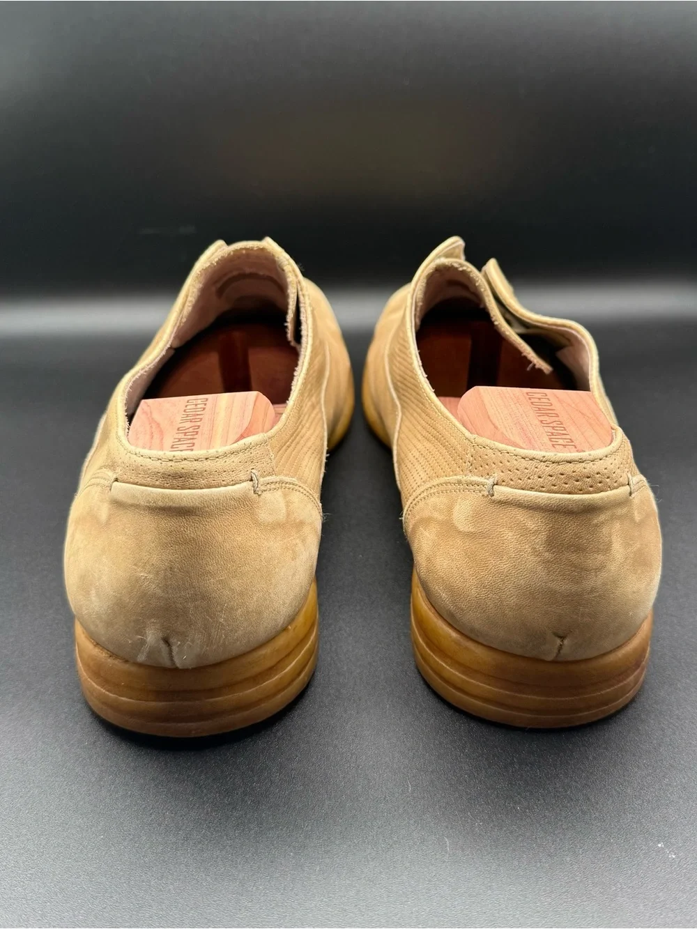 DIESEL Tan Beige Perforated Leather Slip On Loafers Size EU 44 Outsole 12.5 In